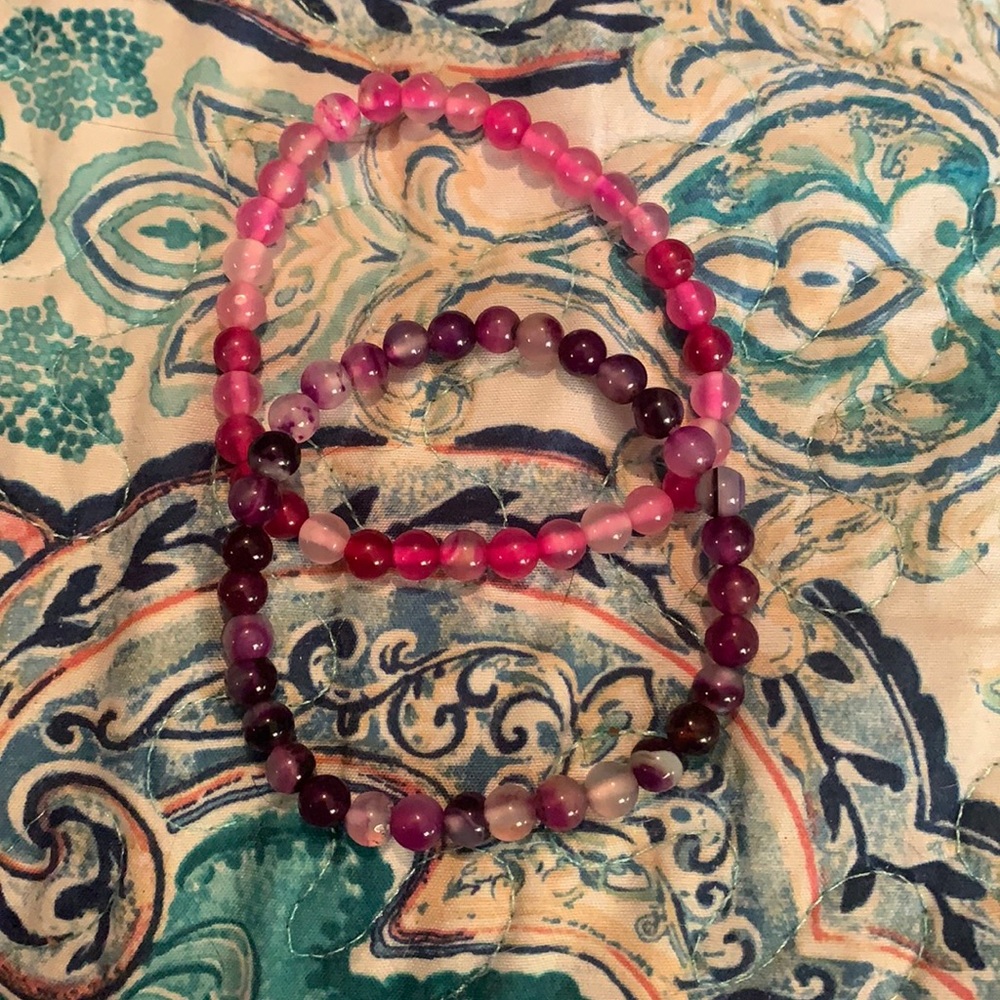Purple & Pink Stretch Stone Bead Bracelets!